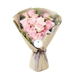 bó hoa hồng màu hồng