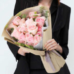 bó hoa hồng màu hồng
