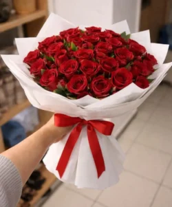 mẫu bó hoa hồng dáng tròn