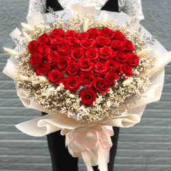 bó hoa hồng hình trái tim