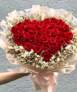 Bó hoa hồng trái tim đẹp