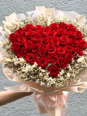 Bó hoa hồng trái tim đẹp