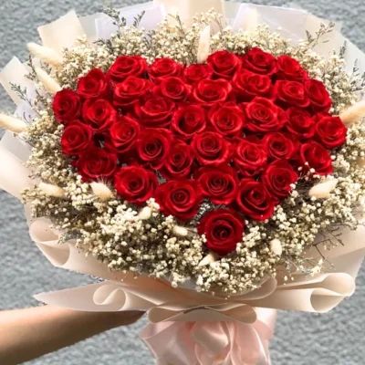Bó hoa hồng trái tim đẹp