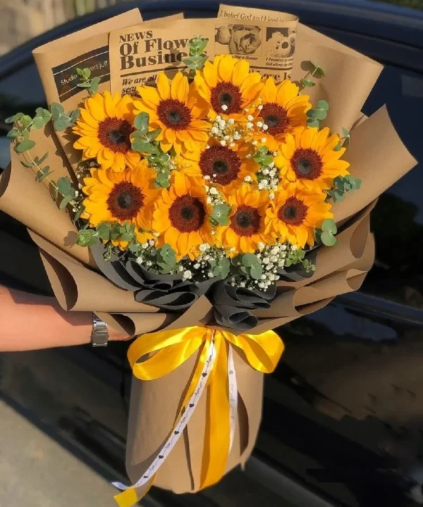 bó hoa hướng dương đơn giản