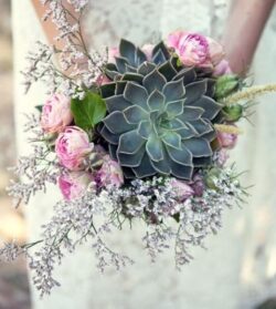 bó hoa cưới sen đá