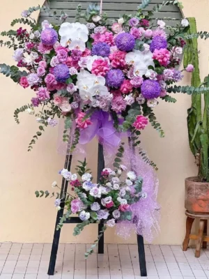 lẵng hoa sinh nhật 2 tầng