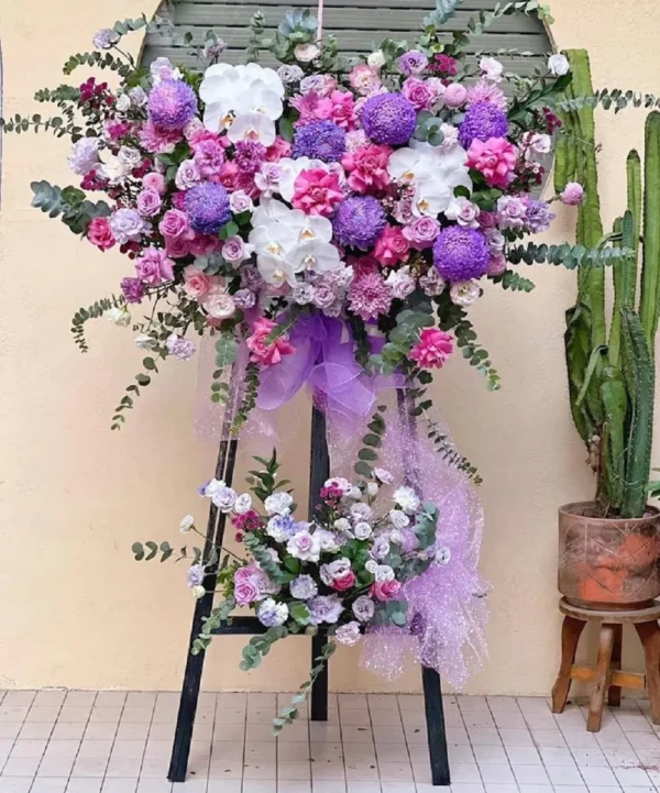 lẵng hoa sinh nhật 2 tầng