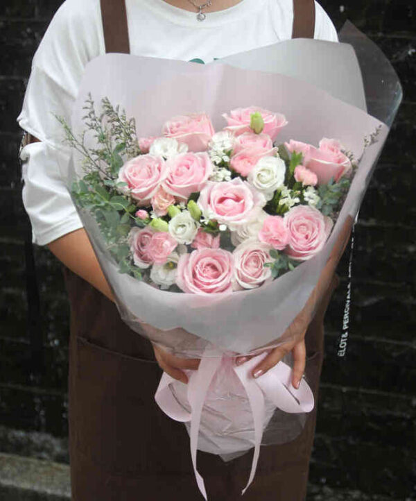 Bó hoa hồng giấy nhún đẹp