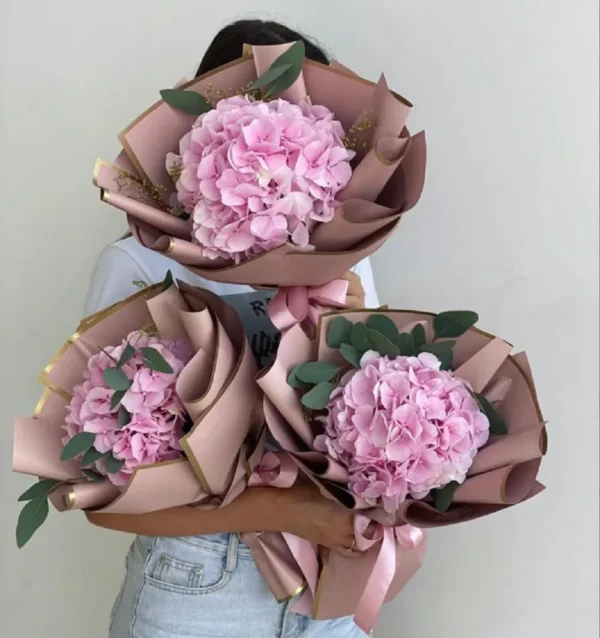 ẫu bó hoa cẩm tú cầu hồng đẹp Mẫu bó hoa cẩm tú cầu hồng đẹp