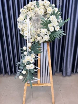 Mẫu hoa chia buồn hoa cúc trắng đám tang