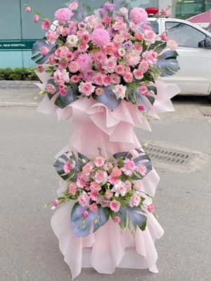 kệ hoa khai trương tone hồng