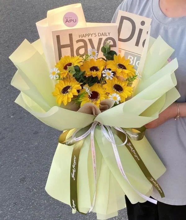 bó hoa hướng dương sáp