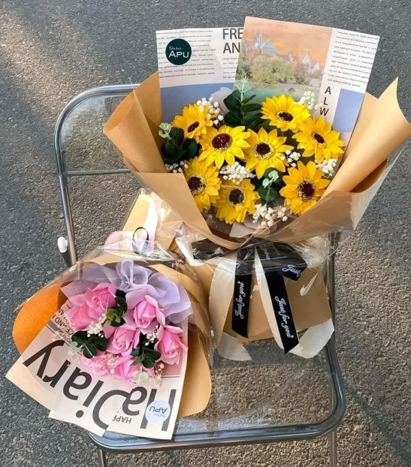 bó hoa hướng dương giả