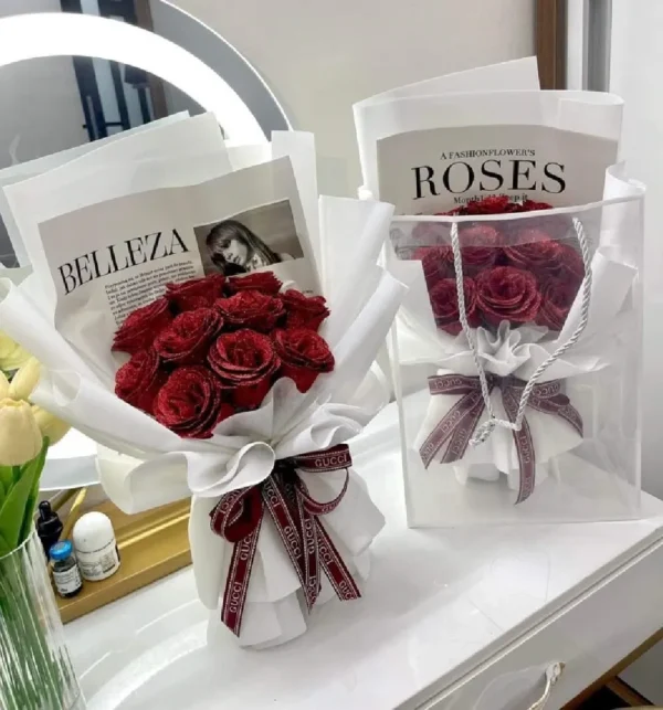 Bó hoa sáp 7 bông hồng đỏ