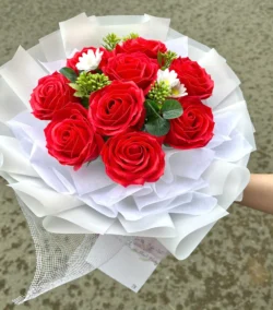 bó hoa hồng sáp đỏ