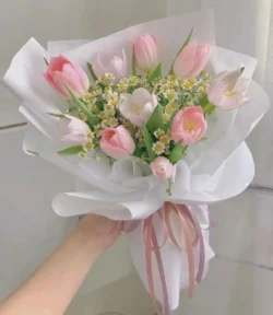 Bó hoa tulip hồng nhạt tặng sinh nhật