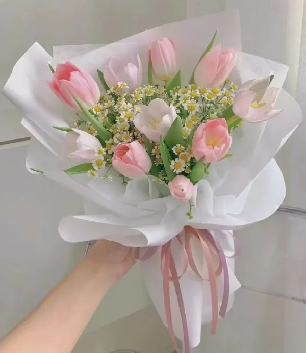 Bó hoa tulip hồng nhạt tặng sinh nhật Bó hoa tulip hồng nhạt tặng sinh nhật