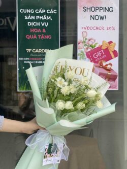 mẫu hoa tulip bó màu trắng