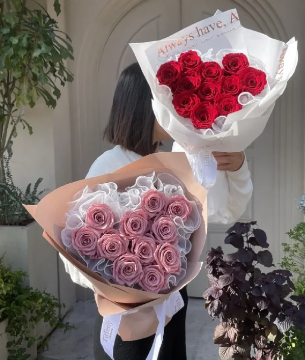 Bó hoa hồng sáp 10 bông nhiều màu sắc