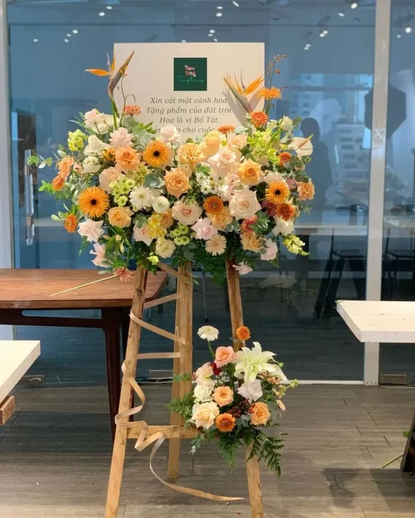 hoa khai trương quán cafe