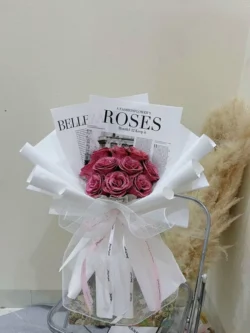 bó hoa hồng sáp đỏ 7 bông