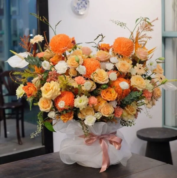 Mẫu lẵng hoa chúc mừng tân gia