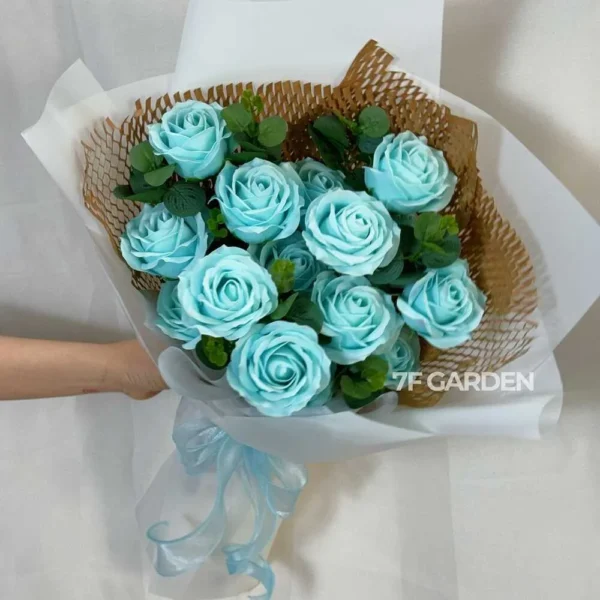 Bó hoa sáp màu xanh 20 bông