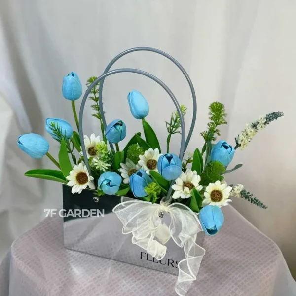 giỏ hoa tulip giả