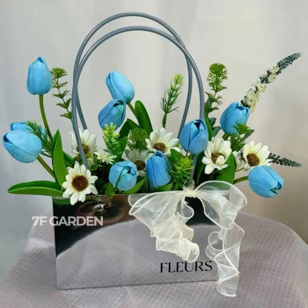 giỏ hoa tulip sáp đẹp