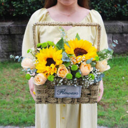 Giỏ hoa sáp hướng dương