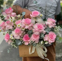 Giỏ hoa hồng đẹp đơn giản - Ảnh 5