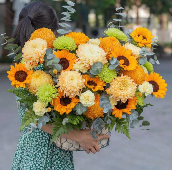 giỏ hoa hướng dương