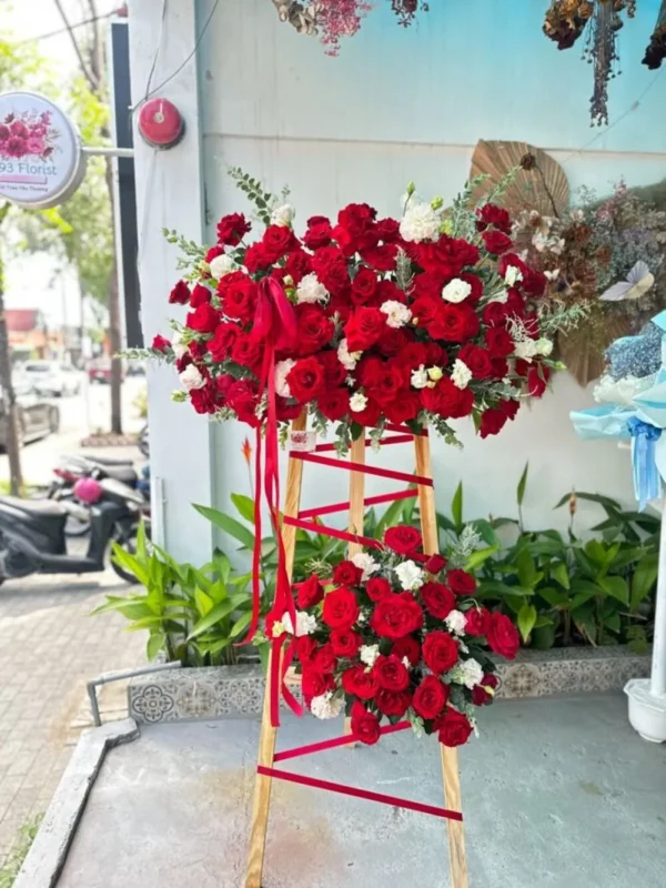 kệ hoa 2 tầng màu đỏ