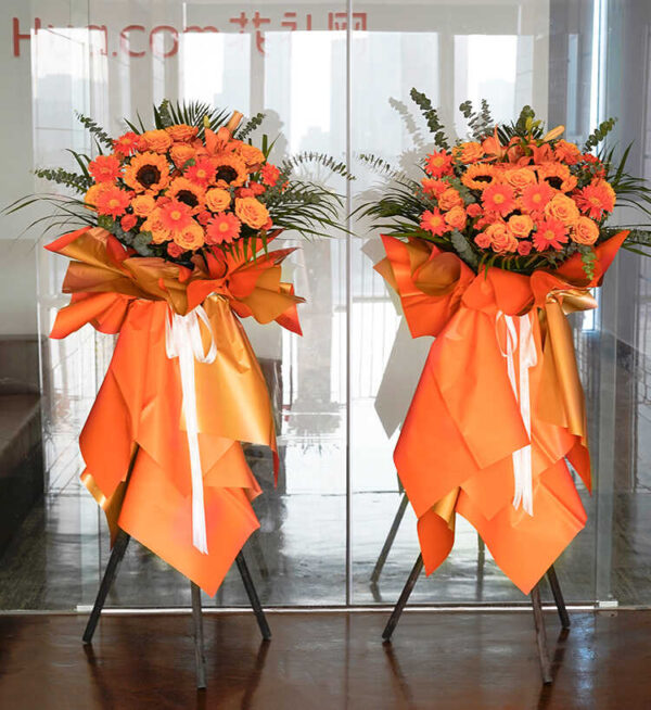 kệ hoa khai trương tone cam