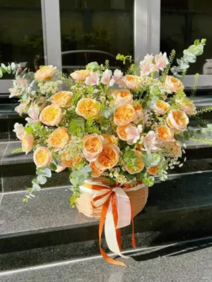 Mẫu hộp hoa hồng cam