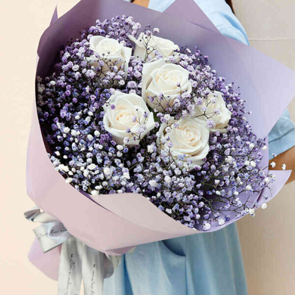 bó hoa baby và hoa hồng