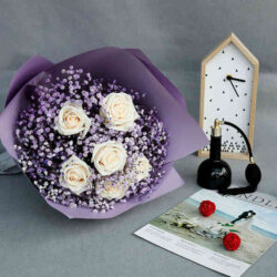 bó hoa baby và hoa hồng đẹp