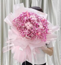 bó hoa baby màu hồng