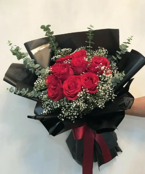 bó hoa baby và hoa hồng