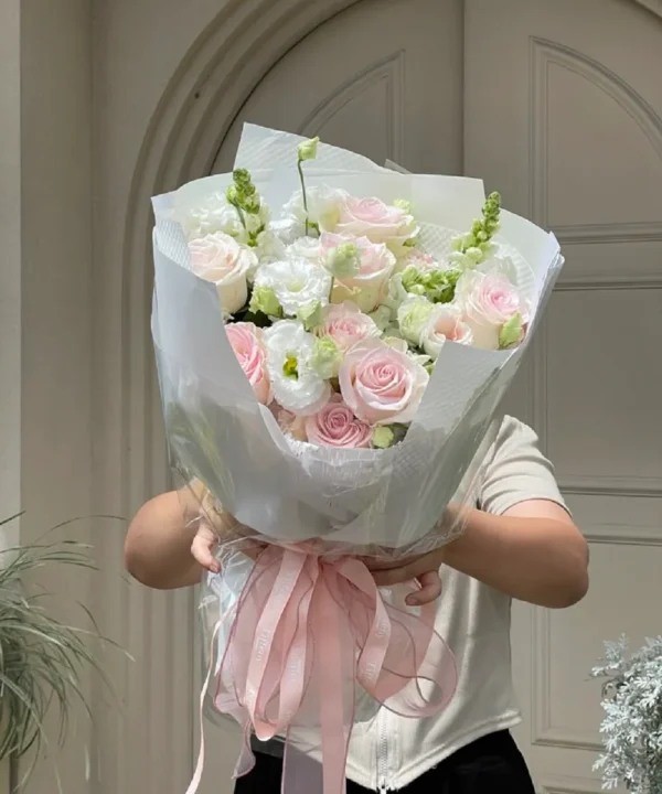 bó hoa hồng kem pastek bó hoa hồng kem