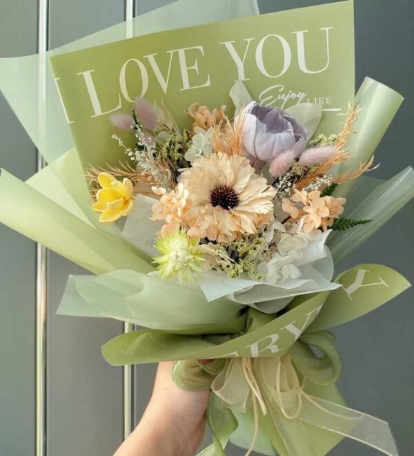 bó hoa tone xanh lá cây