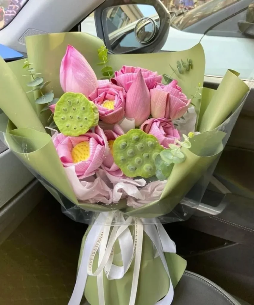 bó hoa sen hồng