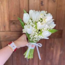 mẫu hoa cầm tay hoa tulip trắng