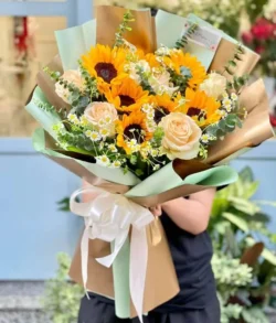 hướng dương mix hoa hồng