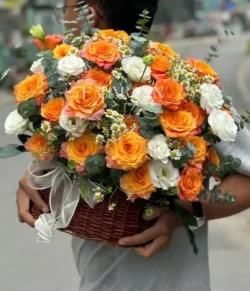 Giỏ hoa cảm ơn đối tác sang trong