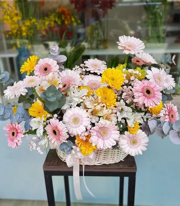 lang-hoa-dong-tien-dep Lẵng hoa đồng tiền đẹp