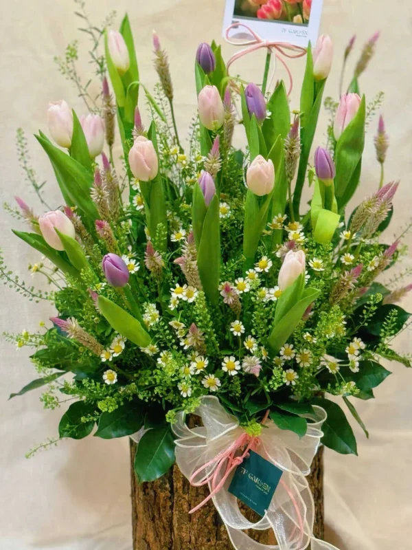 giỏ hoa tulip đẹp