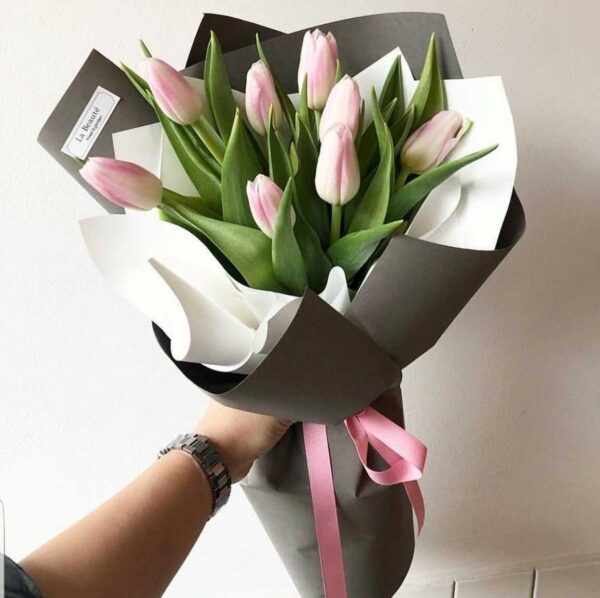 bó hoa tulip (5) bó hoa tulip hồng 5 bông