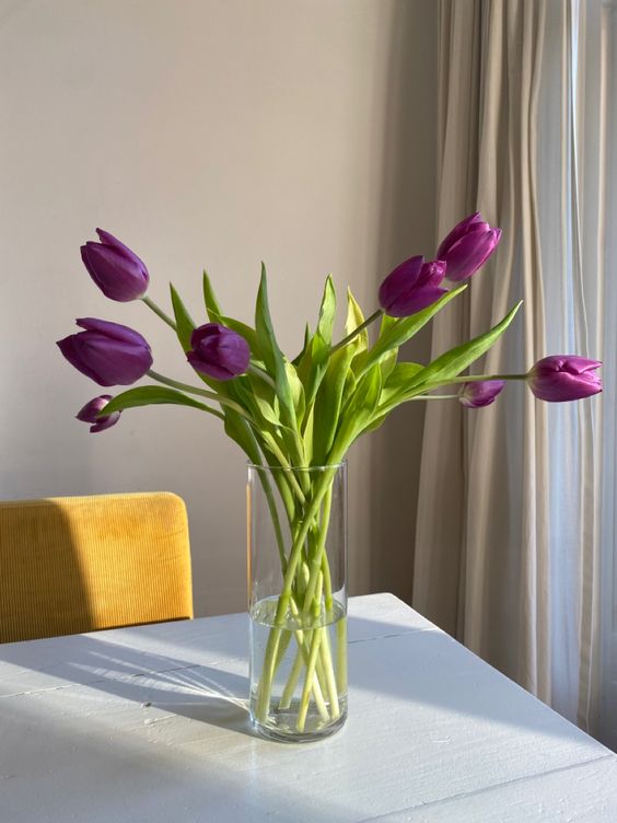 trang trí hoa tulip tím