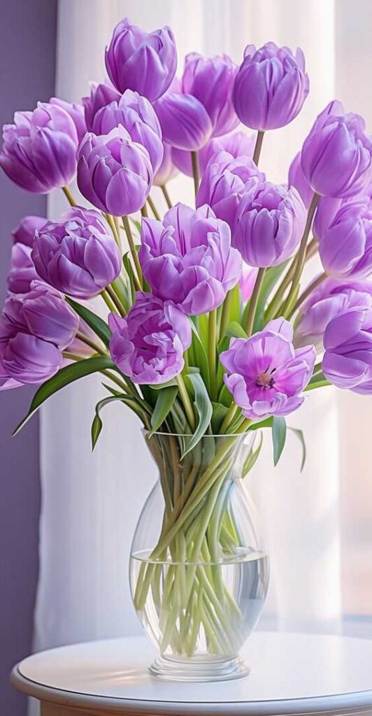 trang trí hoa tulip tím